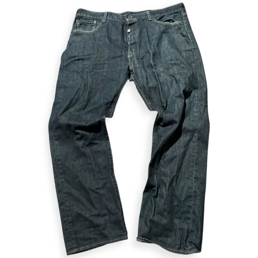 Levi's 501 Jeans Mens 40x30 Blue Straight Button Fly Mid Rise Dark Wash Denim